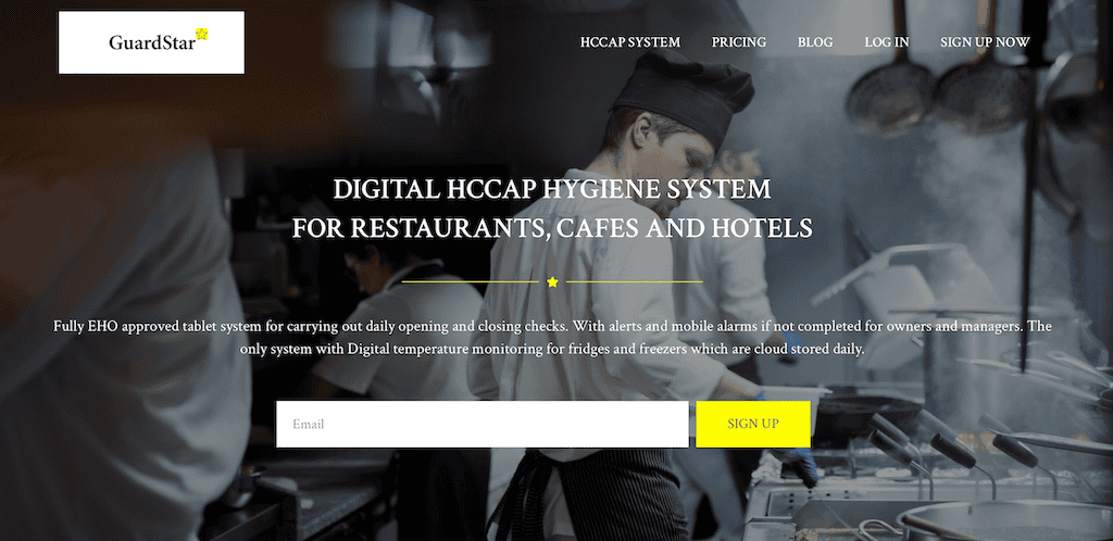 Guardstar Digital Food HACCP website homepage